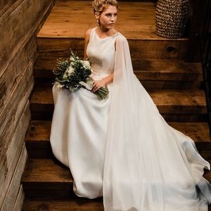 Beautiful Mikado Ball Gown & Sheer Cape